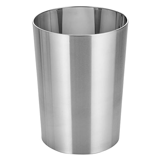 mDesign Stainless Steel Round Metal Trash Can, Small 4 Gallon Wastebasket by mDesign