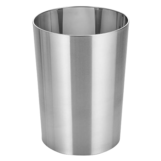 mDesign Stainless Steel Round Metal Trash Can, Small 4 Gallon Wastebasket - Image 5