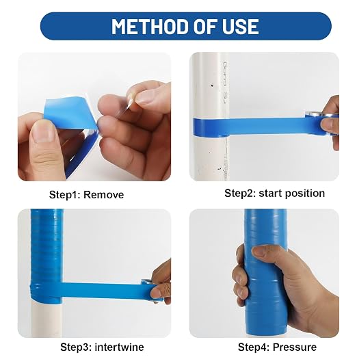 Self Fusing Silicone Tape 4 Rolls 1 in x 10' Blue Waterproof Rescue Tape Rubber - Image 3