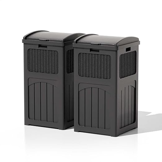 Patiowell 36 Gallon Outdoor Trash Can, Resin Outdoor Garbage Can by Patiowell