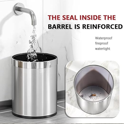 2.6Gallon/10L，Stainless Steel Bathroom Trash Can, Chrome Trash Can - Image 5