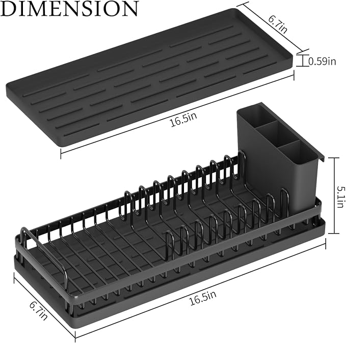Small Dish Drying Rack, Compact Sink Dish Drainer Plate Organizer - Image 6