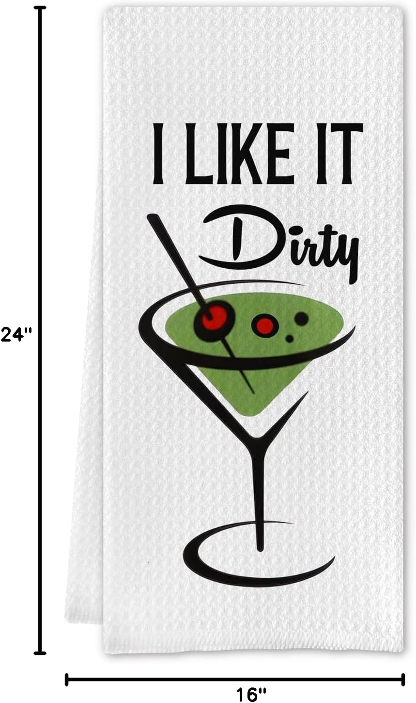Dirty Martini Gifts - Martini Accessories,Martini Hand Towel,Funny Dirty Martini Mix Kitchen Towels,Martini Gifts for Women(16 X 24 Inches)
