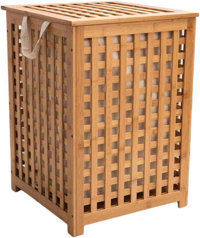 Chakra Bamboo Laundry Basket with Inner Fabric Liner - Laundry Hamper for Dirty Clothes, Lightweight Clothes Hamper for Bathroom Organization, 18 x 24 inches