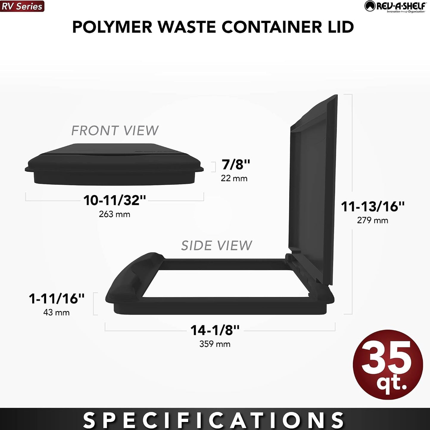 Rev-A-Shelf 35 Qt Under Sink Garbage Can Lid for Base Kitchen and Bathroom Cabinet, Replacement Plastic Trash Bin Lid Only, RV-35-LID-17-1-40 (2 Pack)