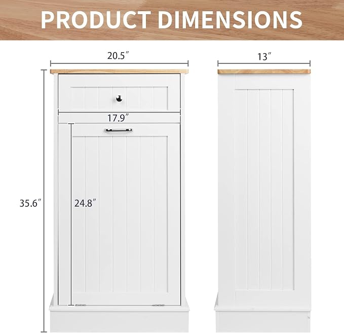 Betterhood Tilt Out Trash Cabinet 10 Gallon Wooden Free Standing Laundry Sorter - Image 2