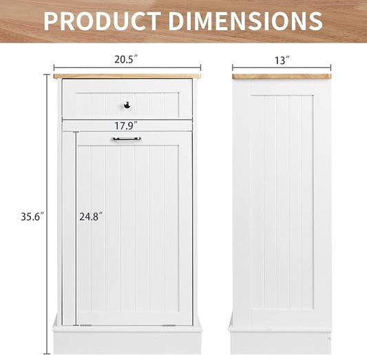 Betterhood Tilt Out Trash Cabinet 10 Gallon Wooden Free Standing Laundry Sorter - Image 2