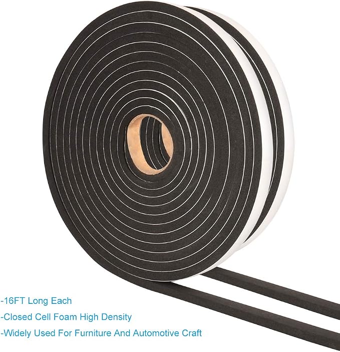 2 Rolls Foam Tape Weatheratrip for Door Window Insulation, Single Sided Foam - Image 4