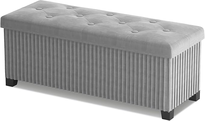 Storage Ottoman Bench, 43 Inch Foldable Ottoman by LITZFUR