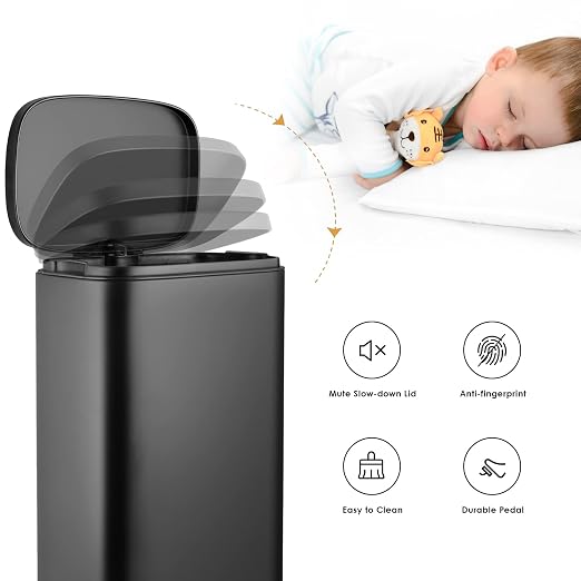 AthLike Trash Can, Stainless Steel Kitchen Garbage Can, Step Waste Bin - Image 2