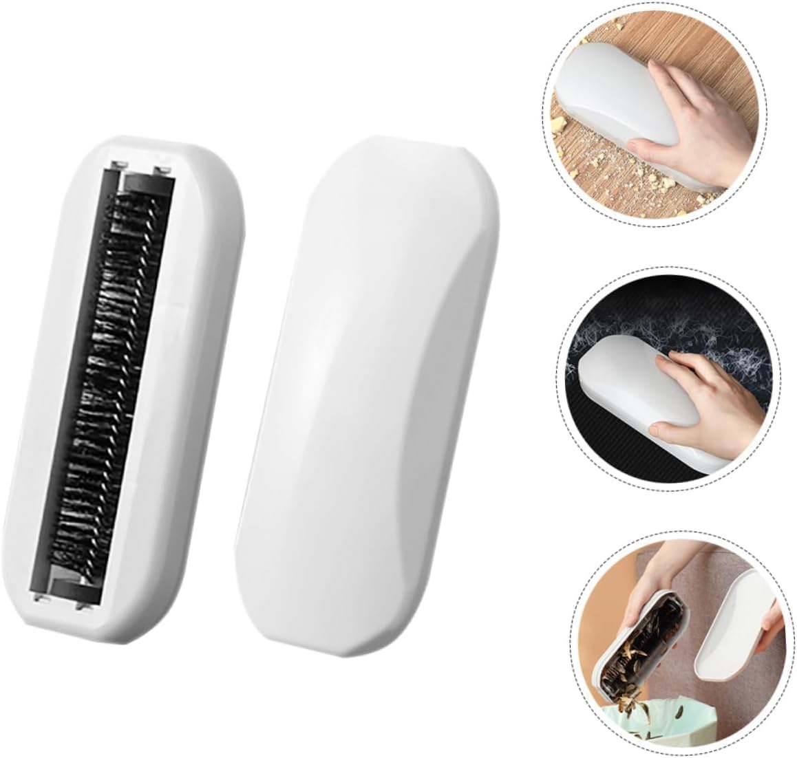 Multi - Functional Table Crumb Sweeper, Handy Rolling Bed Sweeping Brush, Handheld Crumb Sweeper, Soft Bristles Debris Collector for Table, Mat, Bed Sheets, Sofas, Clothes Cleaning Brush (White)