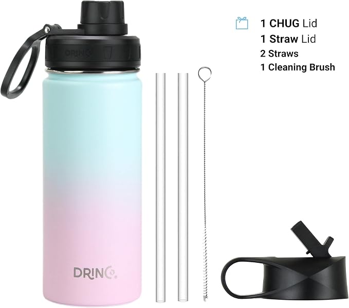 DRINCO Stainless Steel Water Bottle Spout Lid Vacuum Insulated Double Wall - Image 2