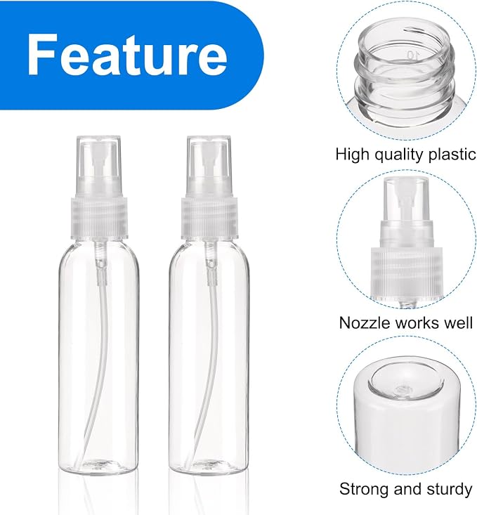 uxcell 100Pack Spray Bottles, 2Oz/60ML Reusable Clear Empty Mist Plastic Mini - Image 3