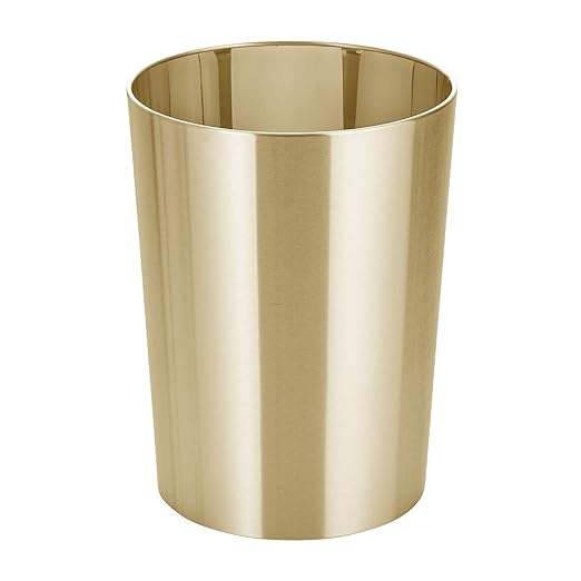mDesign Stainless Steel Round Metal Trash Can, Small 2.8 Gallon Wastebasket by mDesign