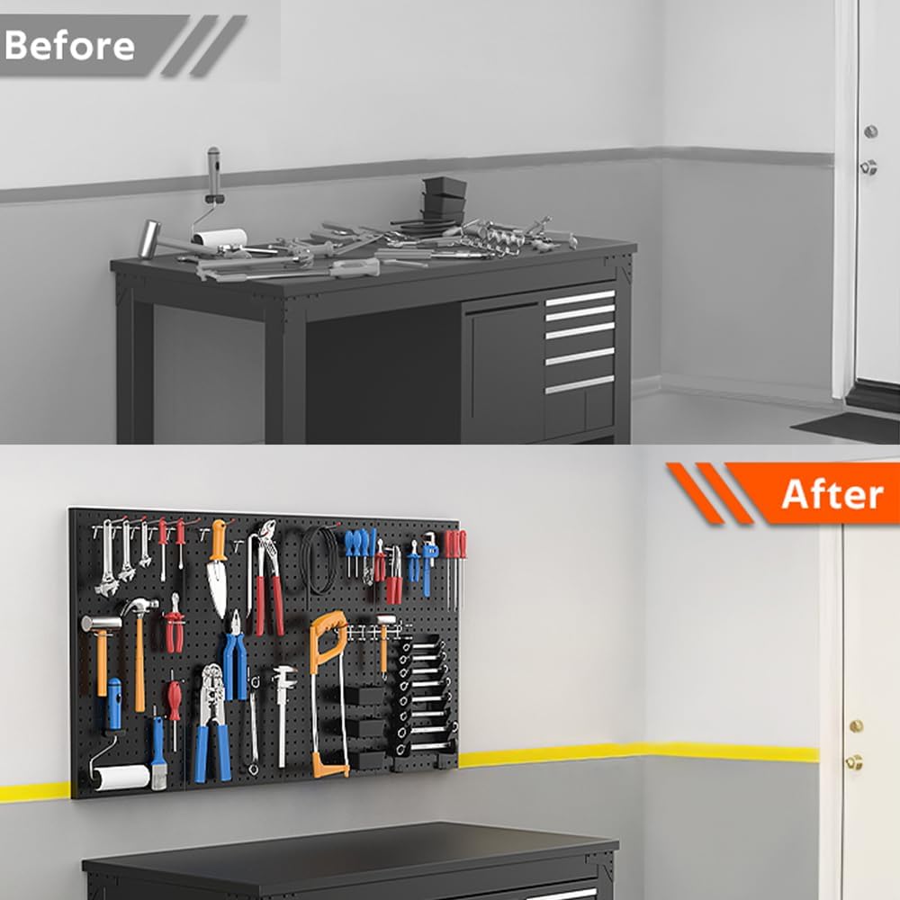 Ultrawall Metal Pegboard Wall Panels, Peg Boards for Garage Tool Storage