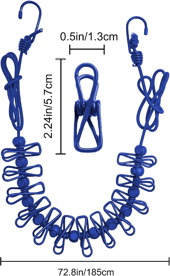 2 Pack Camping Clothesline Portable 12 Clothespins, Retractable Clothes Line - Image 3