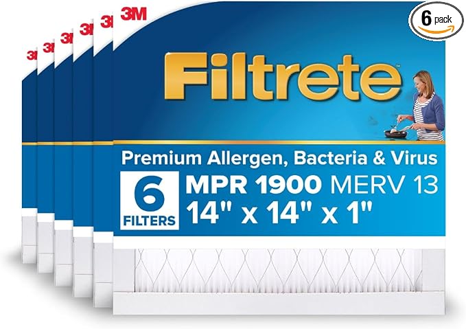 Filtrete 14x14x1 AC Furnace Air Filter, MERV 13, MPR 1900, Premium Allergen by Filtrete