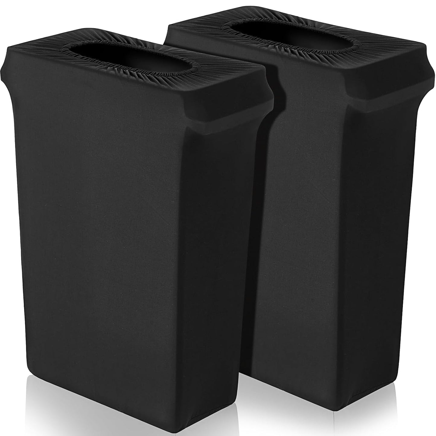 Windyun 2 Pcs 23 Gallon Spandex Stretchable Trash Can Cover Wedding Party Fundraiser Decorations for Home Garden (Not Include Trash Can) (Black)