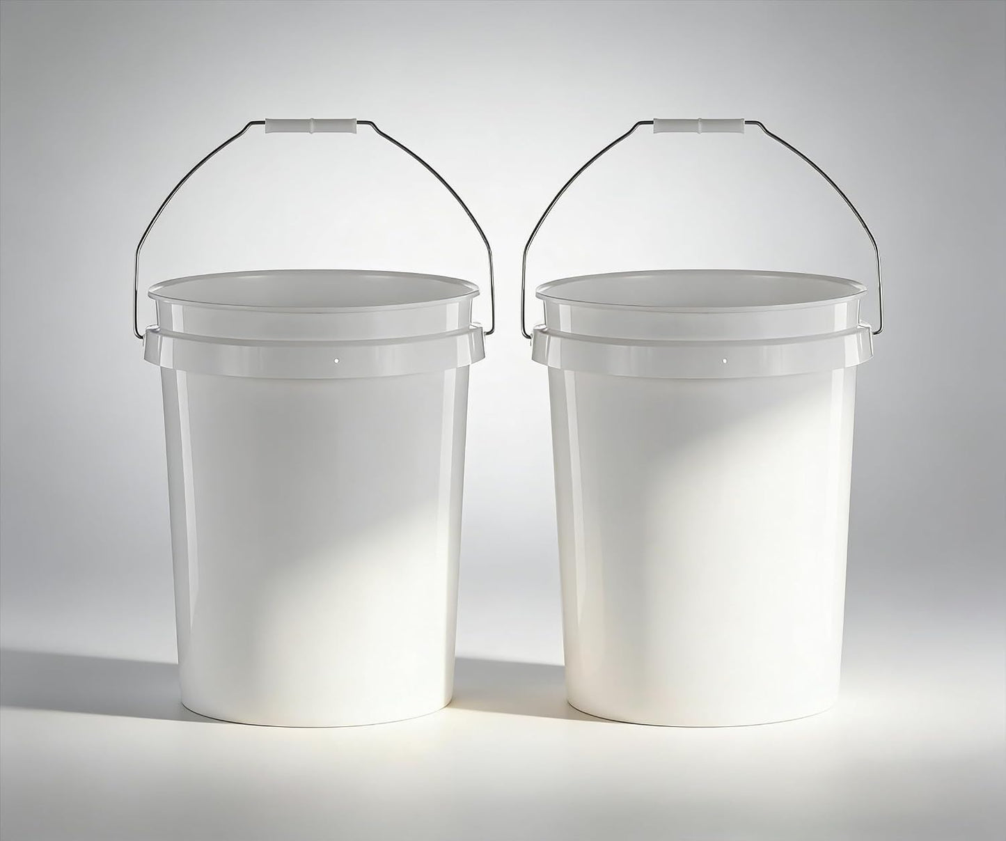 (2 Pack) 5 Gallon Utility Bucket with Comfort Handle – Heavy Duty Plastic Pail, Stackable, Easy Clean, White – Perfect for Cleaning, Painting, Household Storage