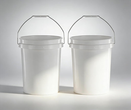 (2 Pack) 5 Gallon Utility Bucket with Comfort Handle – Heavy Duty Plastic Pail, Stackable, Easy Clean, White – Perfect for Cleaning, Painting, Household Storage