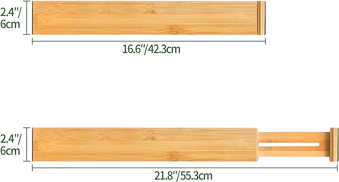 VaeFae Adjustable Bamboo Drawer Dividers, Expandable Drawer Organizer - Image 4