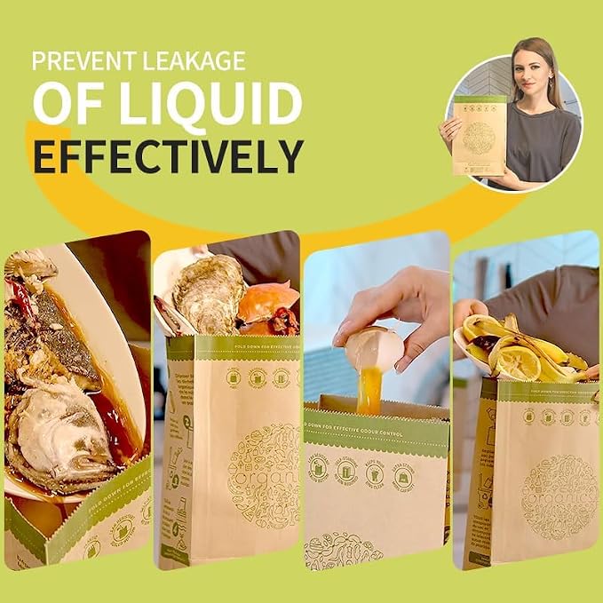 HYTREND-Kitchen Food Waste Bag-120 Bags-%100 Compostable paper Bag - Image 4