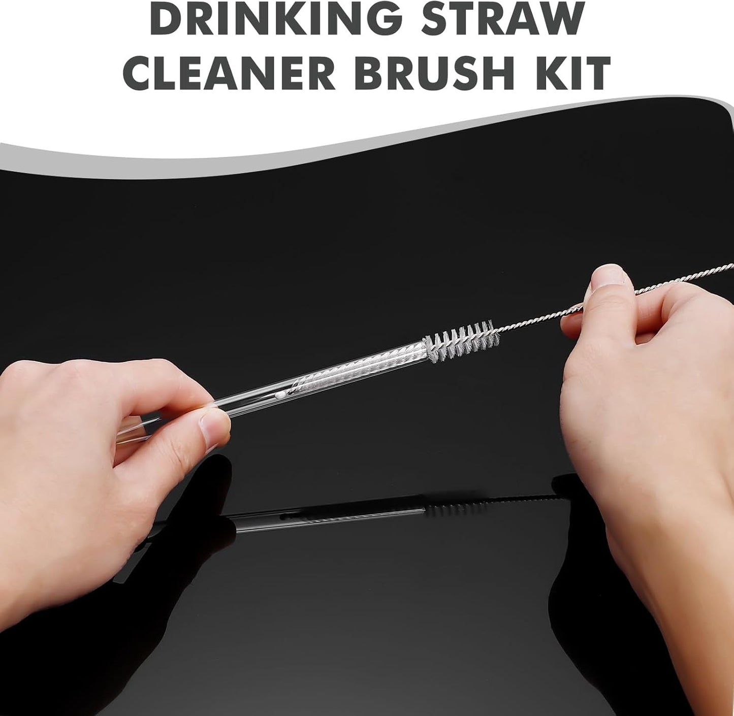Straw Cleaner Brush, Reusable Metal Handles Straw Cleaning Brush Extra Long for Mug 40, 30, 20 oz, 10mm 15mm Wide for Sippy Cup, Water Bottle and Tubes Pipe