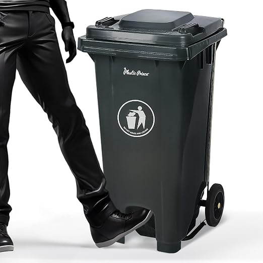 32 Gallon Step-On Large Outdoor Trash Can by PlasticPrince