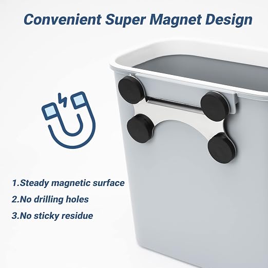 Skyflame Magnetic Hanging Trash Can, 2.1 Gallon Plastic Garbage Container - Image 4