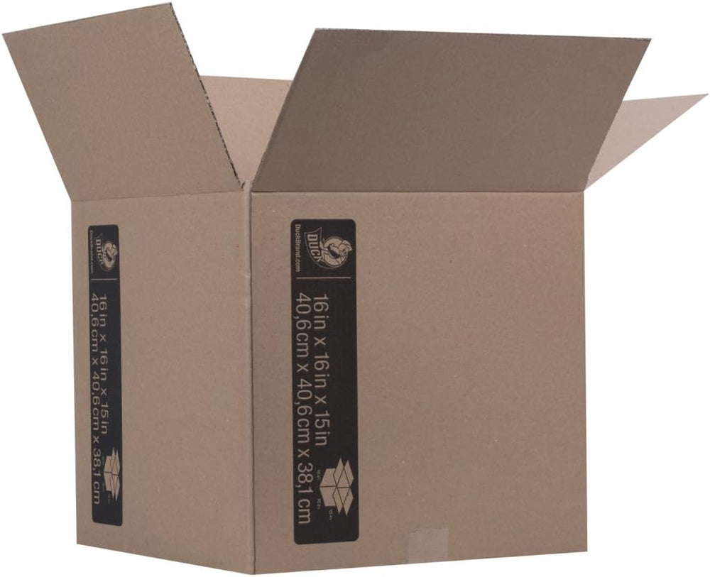 Duck Brand Kraft Corrugated Shipping Boxes, 16" x 16" x 15", B...