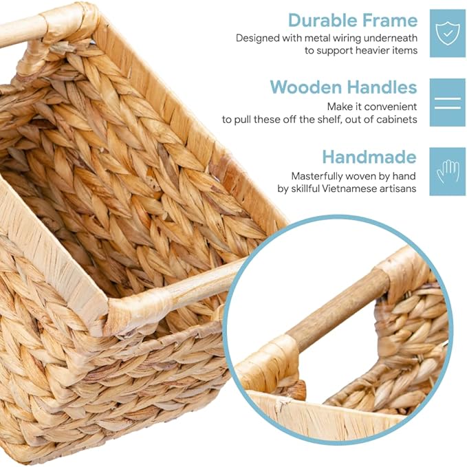 Small Wicker Baskets for Organizing Bathroom, Hyacinth Baskets for Storage - Image 3