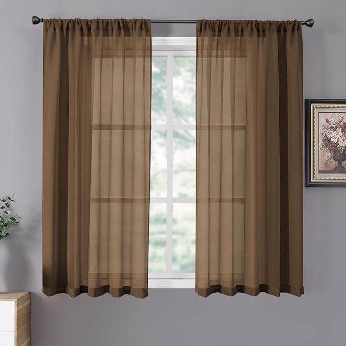 Tollpiz Sheer Curtains Linen Textured Living Room Curtain Sheers Light by Tollpiz
