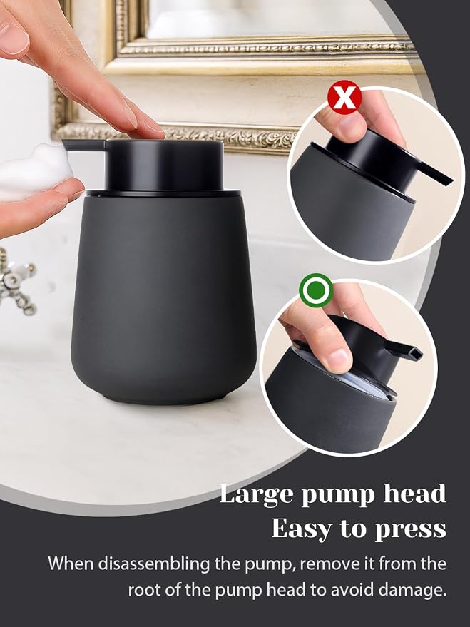 INGOFIN Ceramic Foaming Soap Dispenser - 12oz Foam Hand Soap Dispenser Bathroom - Image 4