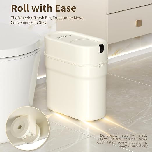 MRBIN Slim Automatic Bathroom Trash Can, 10L/2.6gal Touchless Pull Out Bagging - Image 4