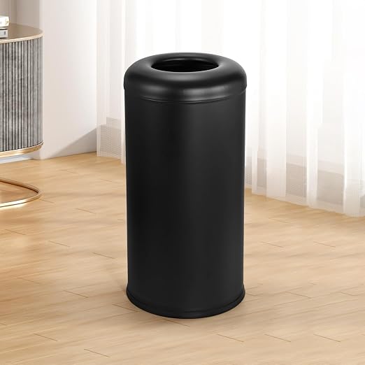 BEAMNOVA Commercial Trash Can 16.5 Gal Open Top Black Outdoor Indoor Garbage by BEAMNOVA