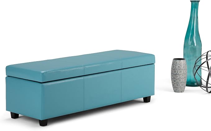 SIMPLIHOME Avalon 48 inch Wide Contemporary Rectangle Storage Ottoman Bench in - Image 3