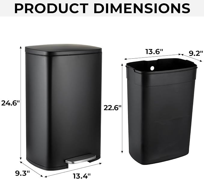 8 Gal Kitchen Trash Can, 30L Recycling or Garbage Bin, Brushed Stainless Steel - Image 6