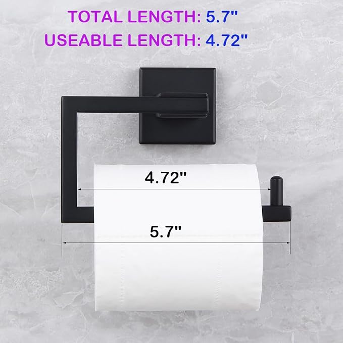 Matte Black Toilet Paper Holder SUS 304 Stainless Steel Wall Mounted Toilet - Image 2