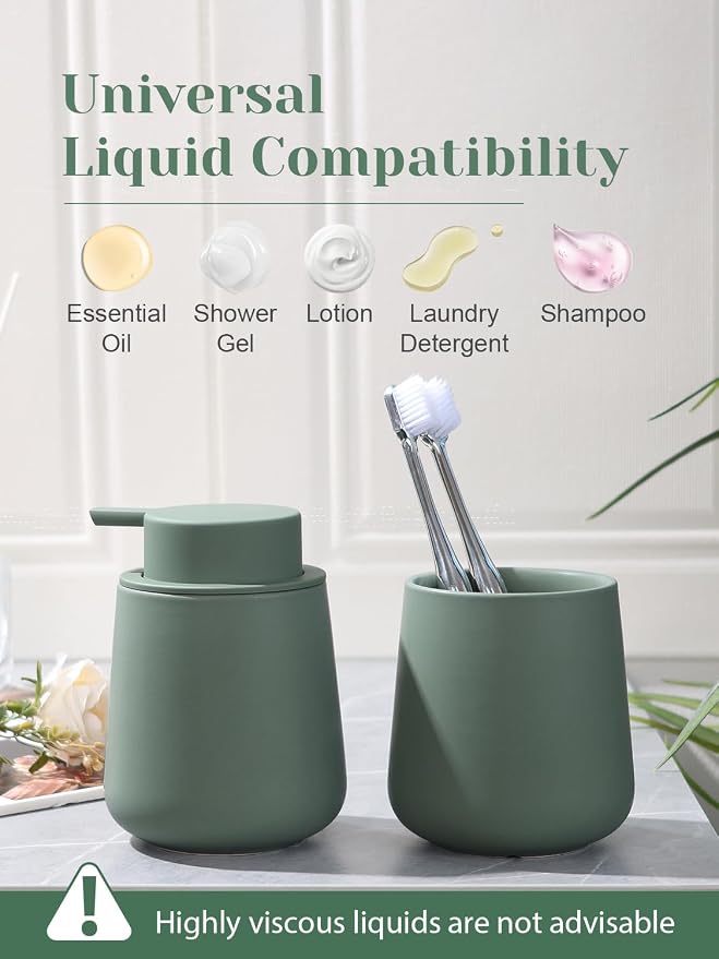 INGOFIN Ceramic Lotion Dispenser - 12oz Refillable Hand Soap Dispenser Bathroom - Image 6