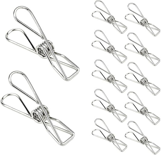 Laundry Clothes Pins Clips 50 Pack, Stainless Steel Heavy Duty Laundry Peg by BONYCUST