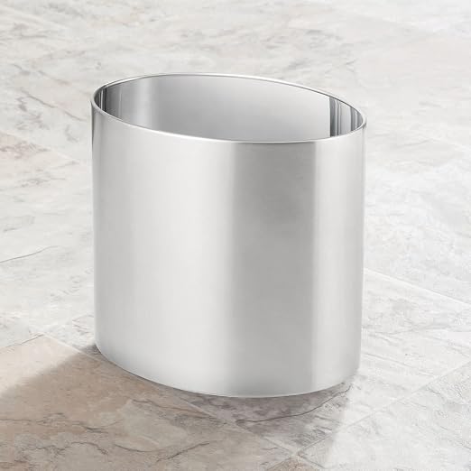 mDesign Stainless Steel Metal Oval Trash Can, 7.9 Liter/2.09 Gallon Wastebasket - Image 3