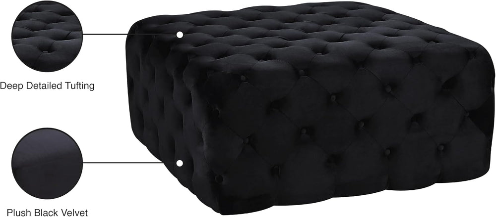 Meridian Furniture Ariel Collection Modern | Contemporary Black Velvet Uphols...