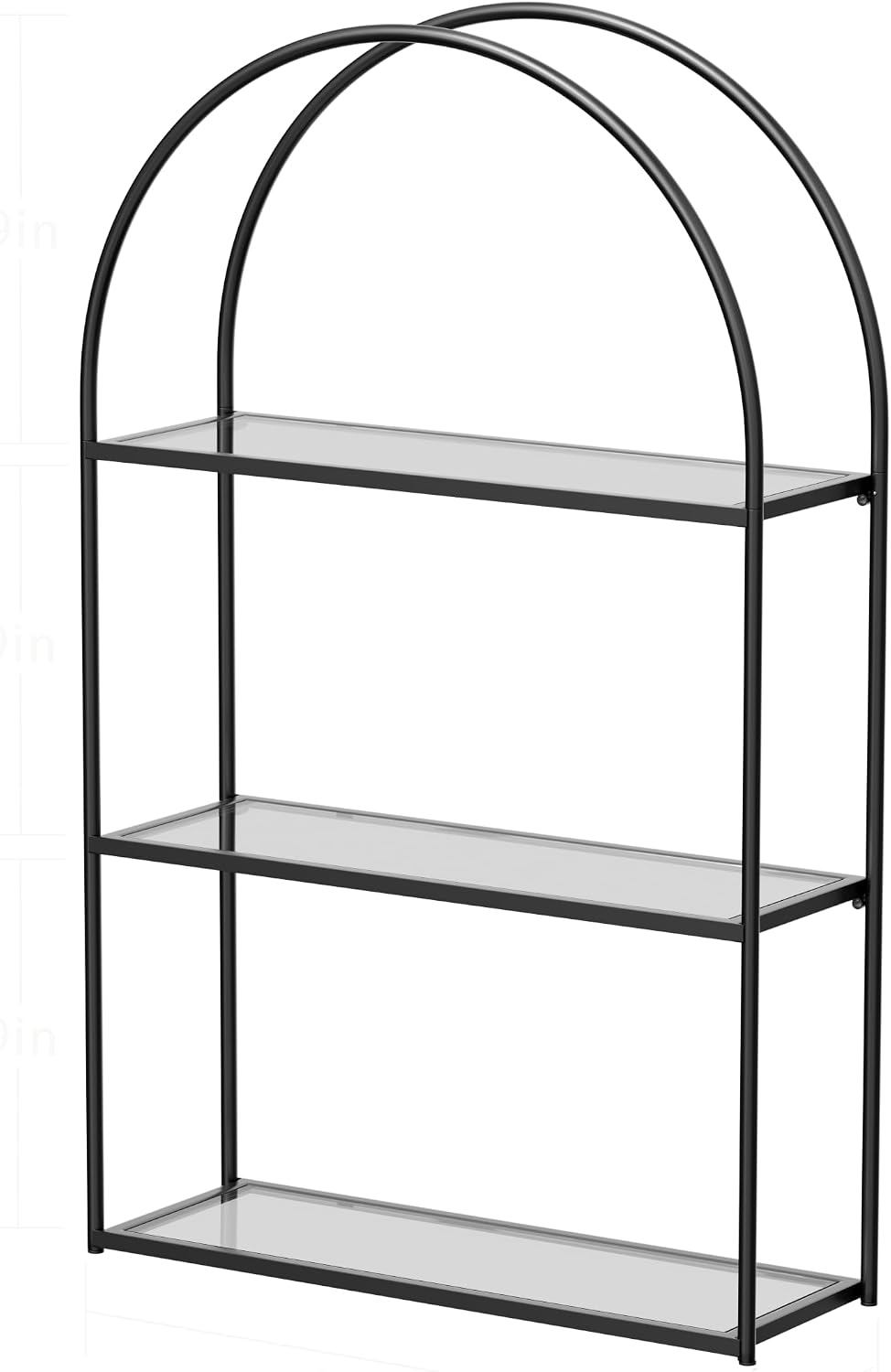 Crofy 3-Tier Arched Wall Shelf with Black Frame & Transparent Shelves