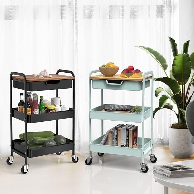 3 Tier Rolling Cart, Utility Cart - Image 9