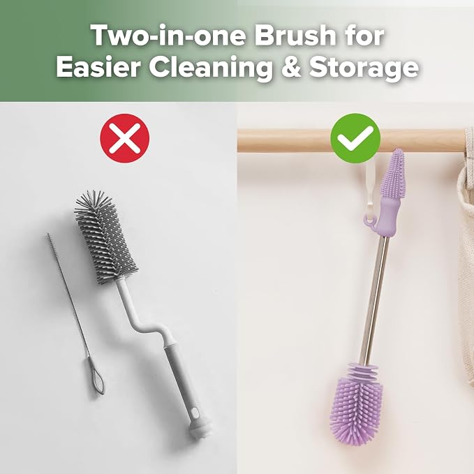 haakaa Cleaning Brush Silicone Bottle Brush Double-Ended Soft Silicone Bristles - Image 6