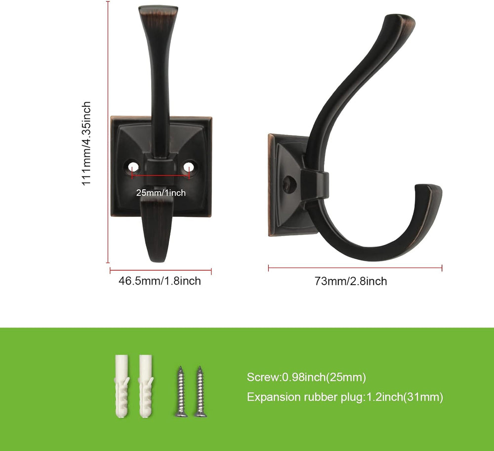 TUNNY 10 Pack Antique Design Wall Hanging Coat Hooks - Oil-Rubbed Bronze Coat...