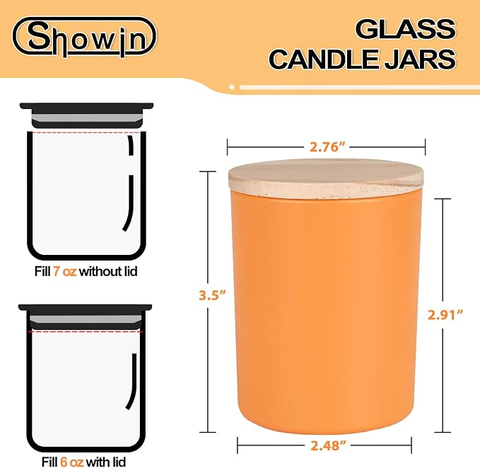 SHOWIN Thick Candle Jars for Making Candles 12 Pcs, 7 OZ Empty Jars - Image 2