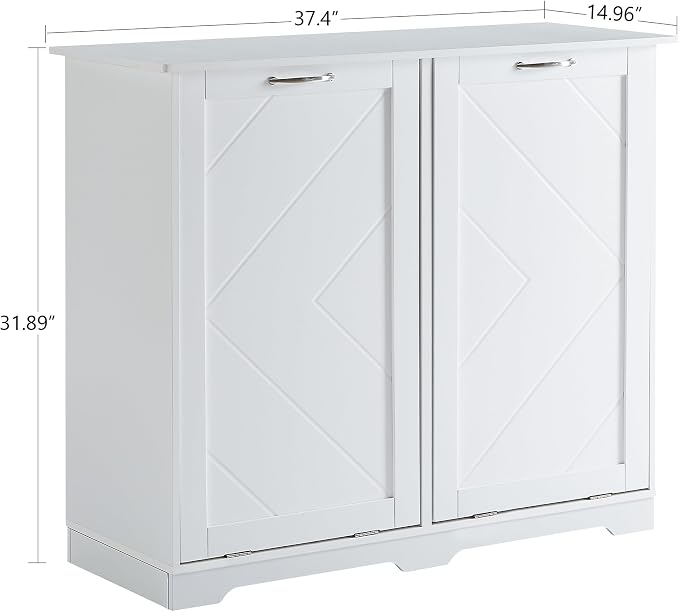 VECELO Double Tilt Out Kitchen Trash Bin Cabinet Dog Proof Garbage Can - Image 6