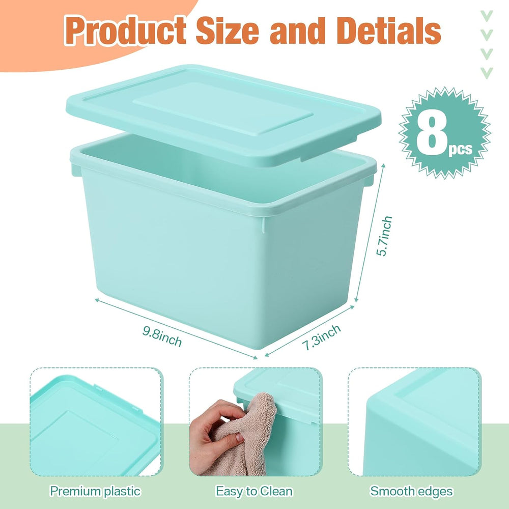 Potchen 8 Pack Small Stackable Storage Bins with Lids, Mixed Color
