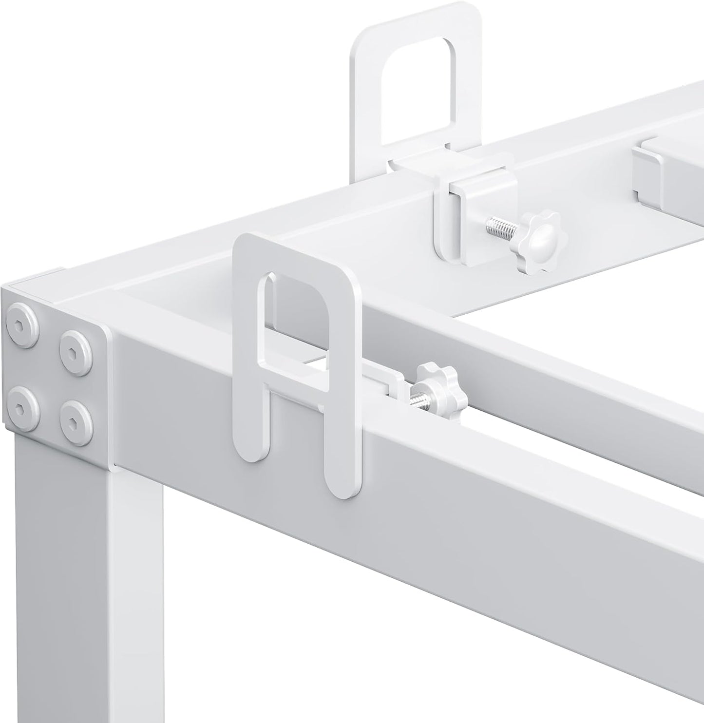 EMODA 6 PCS Mattress Stoppers to Prevent Sliding, Adjustable Non Slip Mattress Holder for Metal Bed Frame, Keep in Place Sliding Gripper, Adjustable Anti-Slip Baffle, White